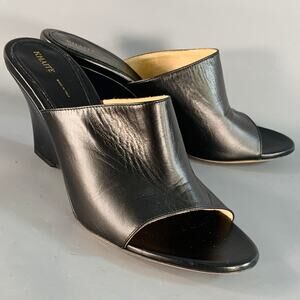 KHAITE Size 9.5 Marion Black Leather Wedge Pumps